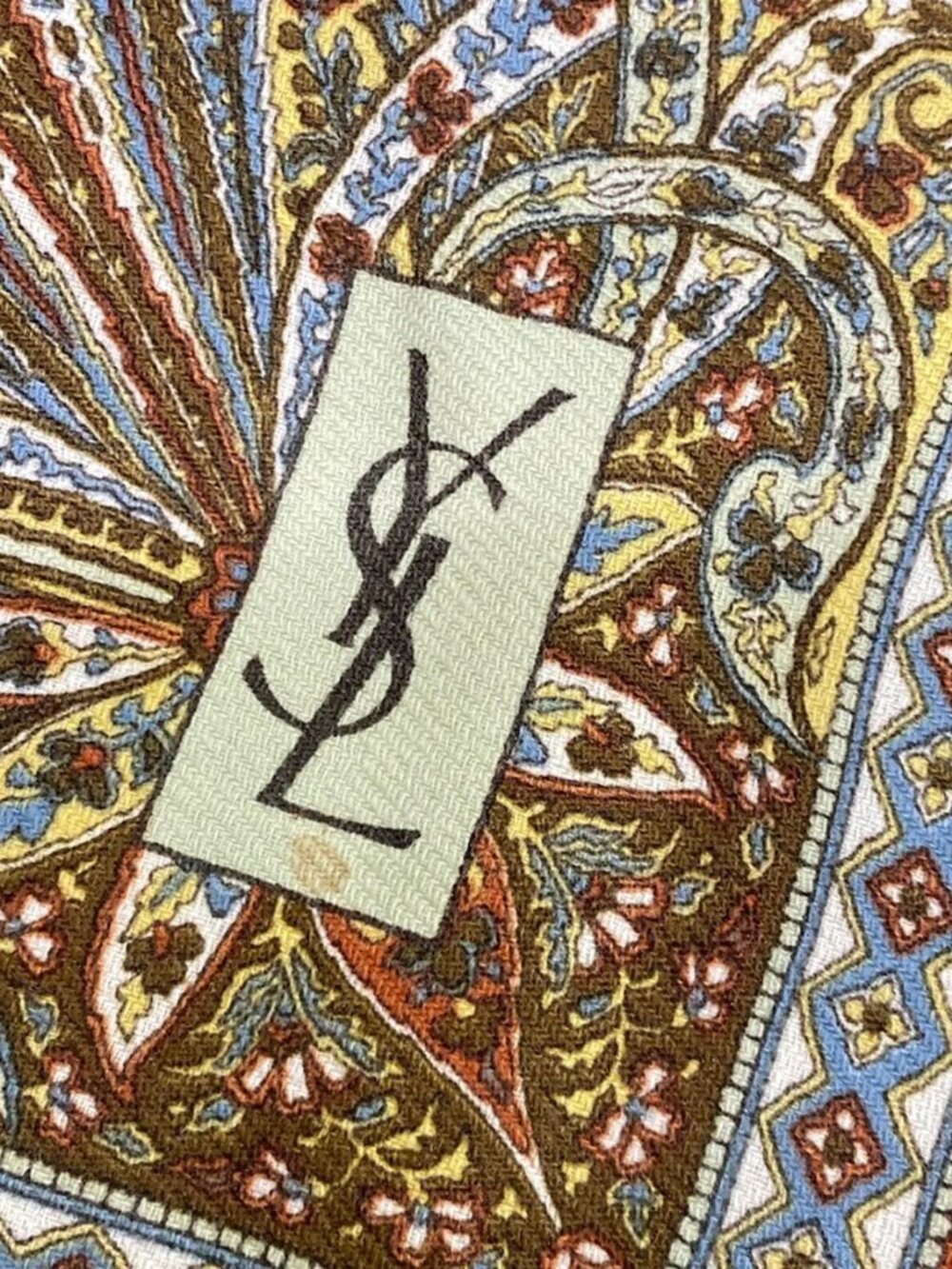 YvesSaintLaurent Dark Brown White Multi Wool Scarf - Picture 11 of 11